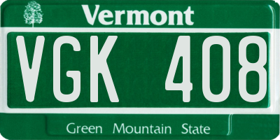 VT license plate VGK408