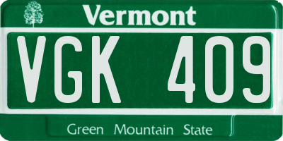 VT license plate VGK409