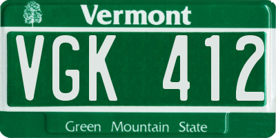 VT license plate VGK412