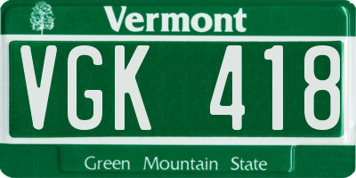 VT license plate VGK418