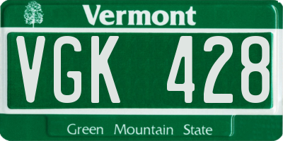 VT license plate VGK428
