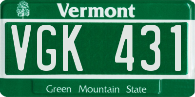 VT license plate VGK431