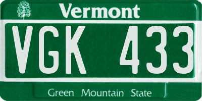 VT license plate VGK433