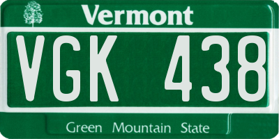 VT license plate VGK438