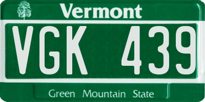 VT license plate VGK439