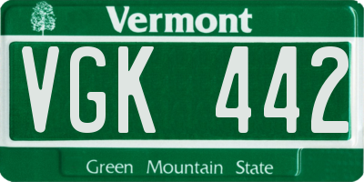VT license plate VGK442