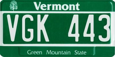 VT license plate VGK443