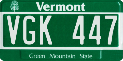 VT license plate VGK447
