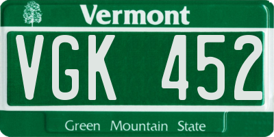 VT license plate VGK452