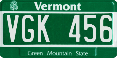 VT license plate VGK456