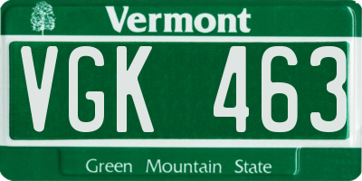 VT license plate VGK463