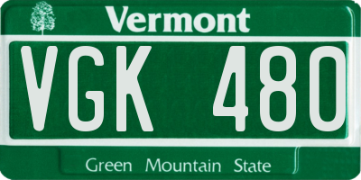 VT license plate VGK480