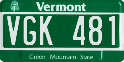 VT license plate VGK481