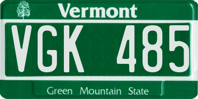 VT license plate VGK485