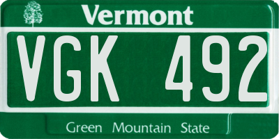 VT license plate VGK492
