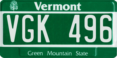 VT license plate VGK496