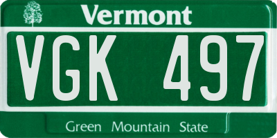 VT license plate VGK497