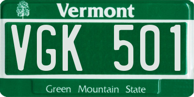 VT license plate VGK501