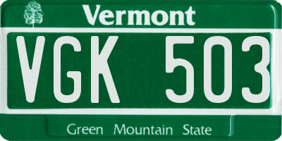 VT license plate VGK503