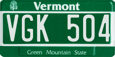 VT license plate VGK504