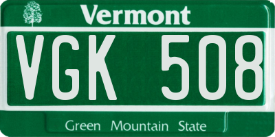 VT license plate VGK508
