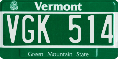 VT license plate VGK514