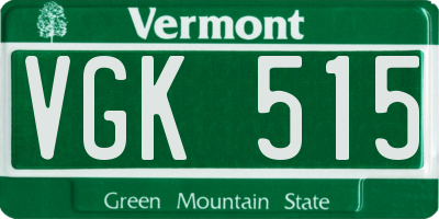 VT license plate VGK515