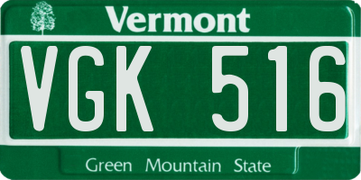 VT license plate VGK516