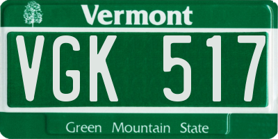VT license plate VGK517