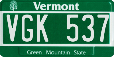 VT license plate VGK537