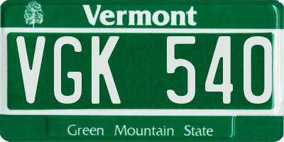 VT license plate VGK540