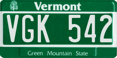 VT license plate VGK542