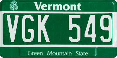 VT license plate VGK549