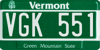 VT license plate VGK551