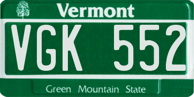VT license plate VGK552