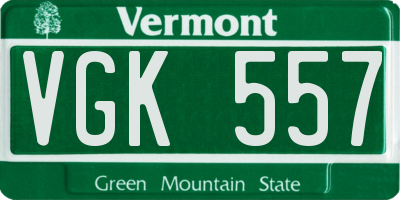 VT license plate VGK557