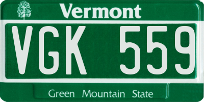 VT license plate VGK559