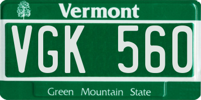 VT license plate VGK560