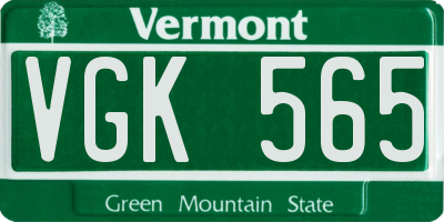 VT license plate VGK565