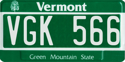 VT license plate VGK566