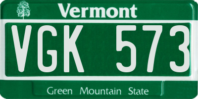VT license plate VGK573