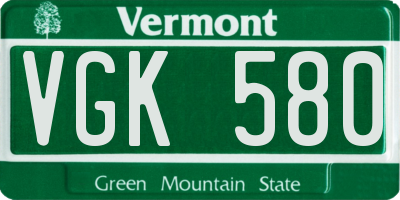 VT license plate VGK580