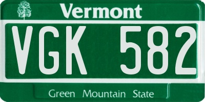 VT license plate VGK582