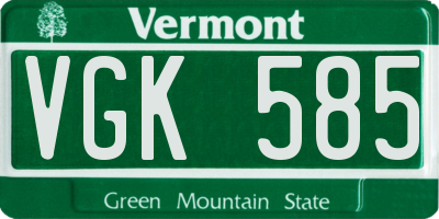 VT license plate VGK585