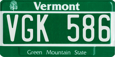 VT license plate VGK586