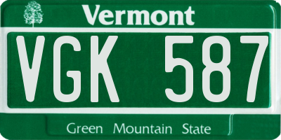 VT license plate VGK587