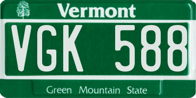 VT license plate VGK588