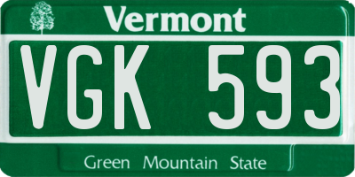 VT license plate VGK593