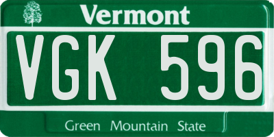 VT license plate VGK596