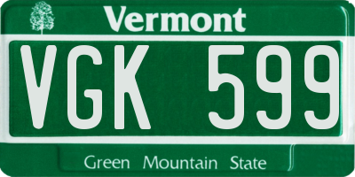 VT license plate VGK599